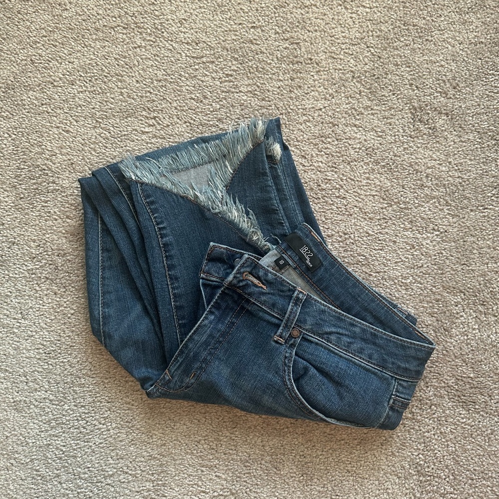 1922 Women's Distressed Skinny Jeans Blue Medium Frayed Hem Size 10